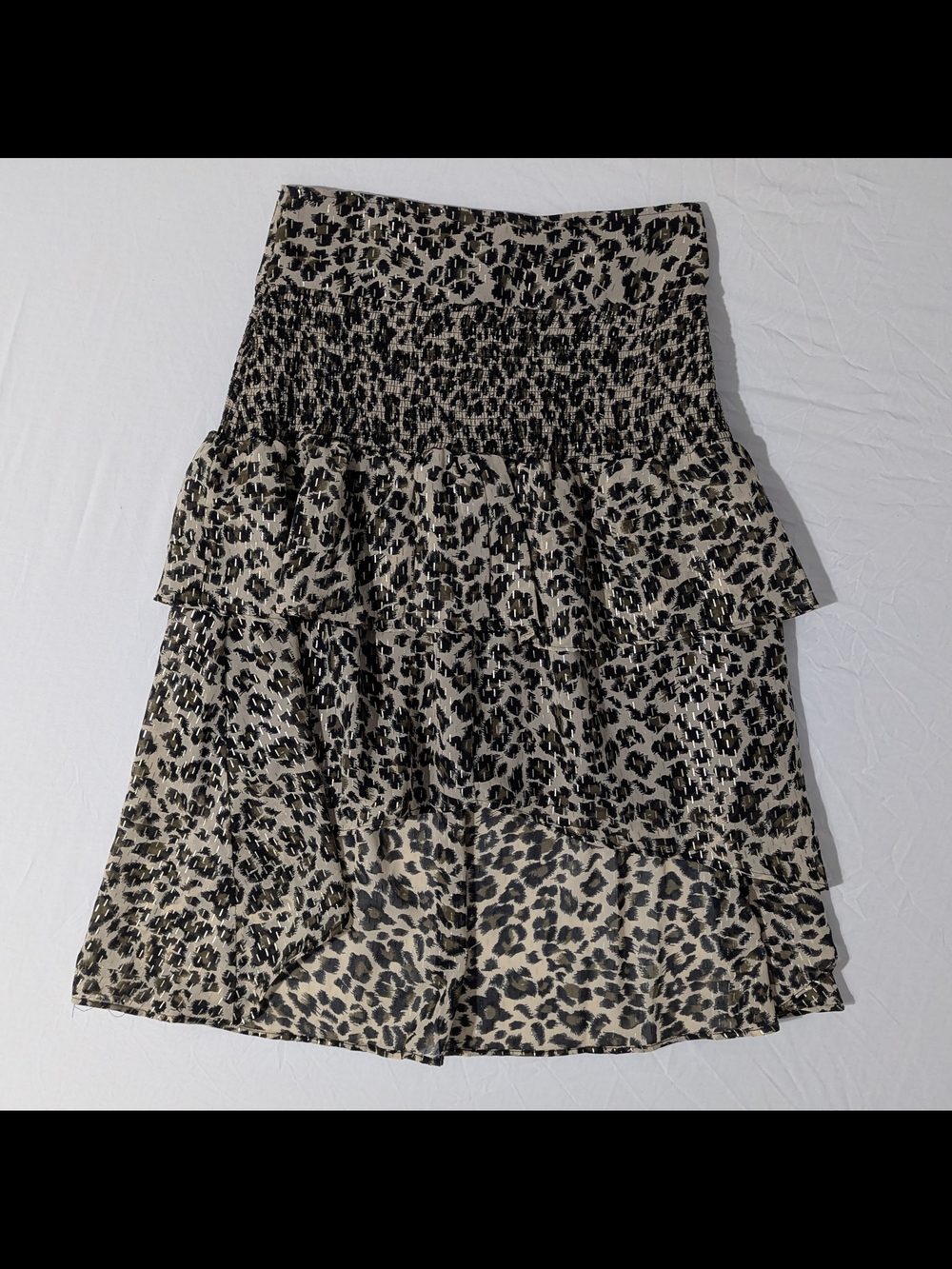 WALTER BAKER Women's Leopard Minty High Waisted High-Low Tiered Skirt Size 6